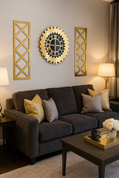 EYKA STORE Dekoratif Duvar Saati ve Duvar Tablo 3 lü Set