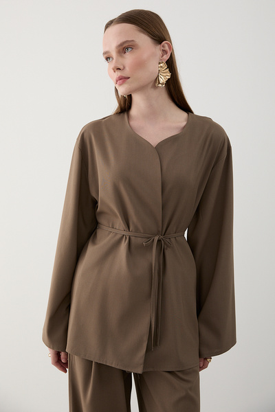 Laluvia Mink Drawstring Kimono Set - 8864