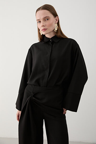 Laluvia Black Belt Detailed Pants Shirt Set - 8862