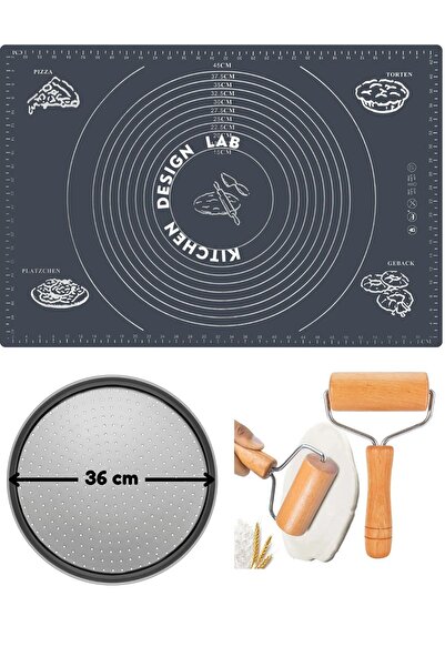 Atlas Mutfak مفرش صاج عجين سيليكون رمادي اللون 45 × 65 سم، صينية بيتزا 36 سم ...