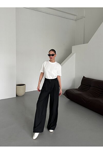 Laluvia Kamenné plisované obchodní kalhoty - 3602