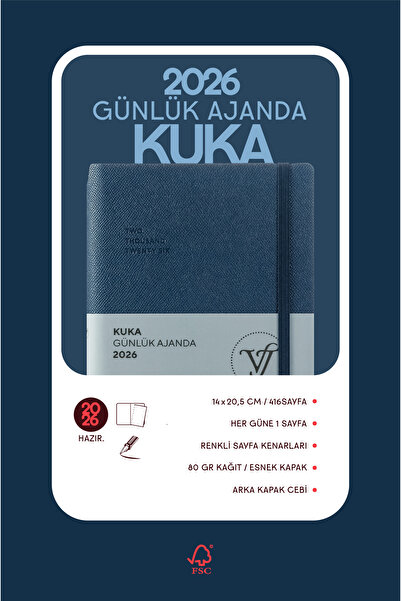 Victoria's Journals Kuka 2026 Daily Agenda A5 (14X21Cm) Flexible Cover Ivory 80Gr.