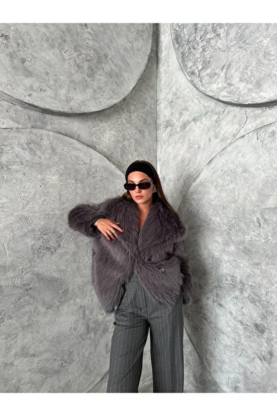 Laluvia Britney Anthracite Lined Premium Fur