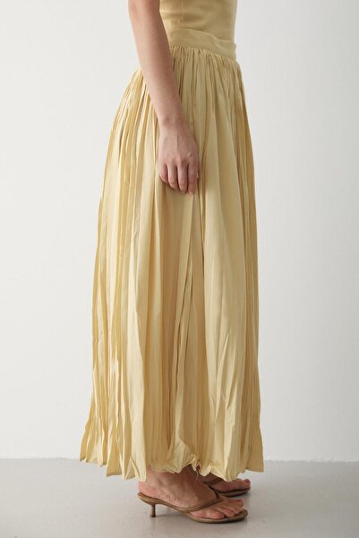 Laluvia Yellow Crashed Skirt