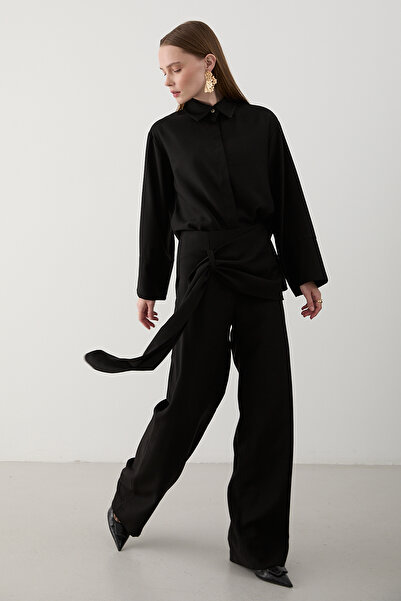 Laluvia Black Belt Detailed Pants Shirt Set - 8862