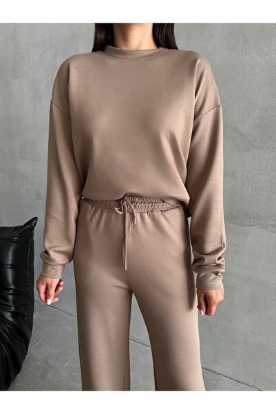 Laluvia Mink Sweat széles szárú nadrág szett