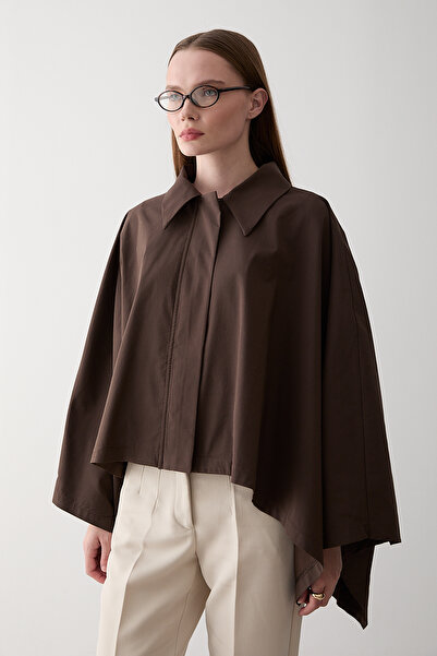 Laluvia Kahverengi Pelerin Model Trençkot - 7603