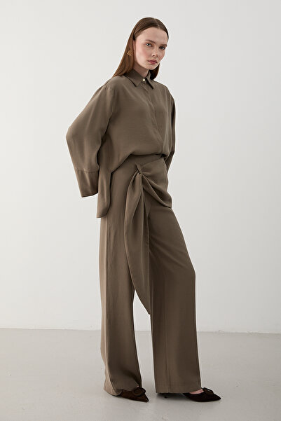 Laluvia Mink Belt Detailed Pants Shirt Set - 8862