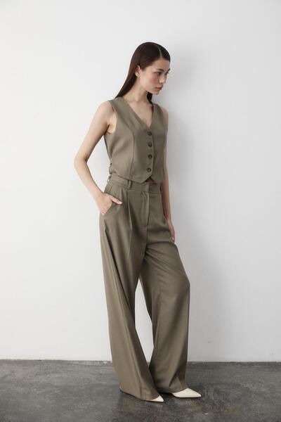 Laluvia Haki Linda Yelek Pantolon Takım