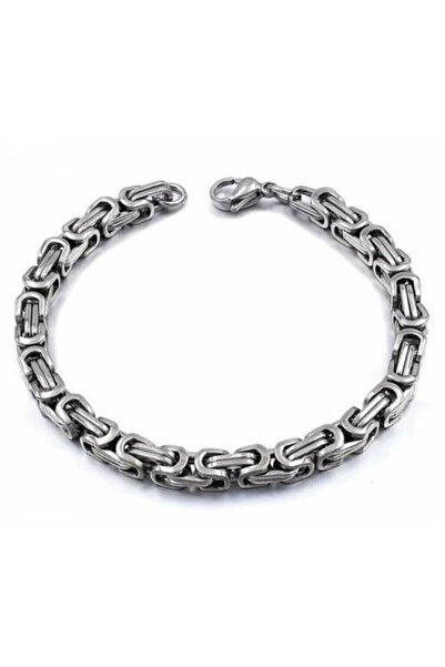 TREND COLLECTİON Erkek Kral Kalın Model 316l 5mm Çelik Bileklik Seti Gümüş-gold-siyah