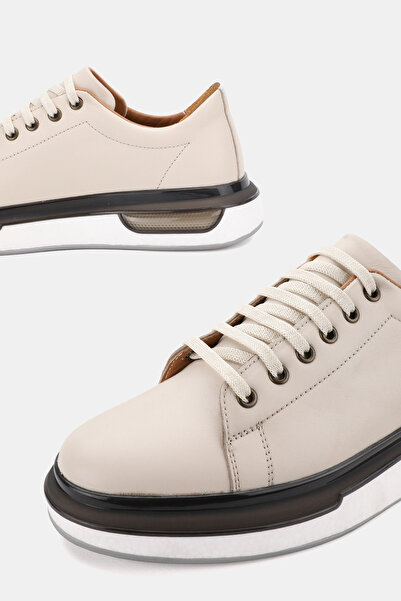 TUNAELLİ PANTOFI BĂRBAȚI BEJ KHAKI din piele naturală cu șireturi