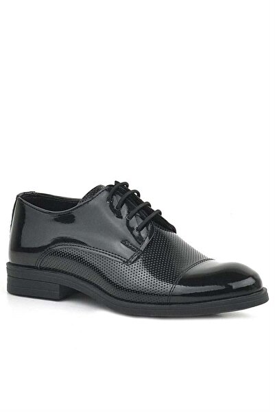 Rakerplus Black Patent Leather Lace-Up Oxford Children's Classic Shoes