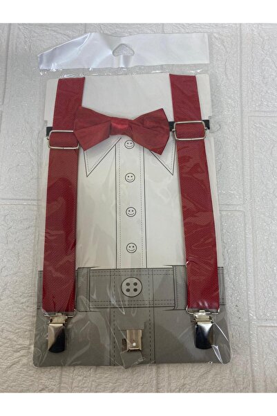 sema aksesuar Special Red Bow Tie and Trouser Suspenders for April 23Rd - Boys' Holiday - October 29Th