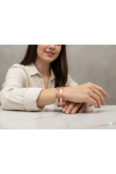 Neefy 2 قطعة، 1 قطعة بسيطة وأنيقة، 1 قطعة مزخرفة، سوار من النحاس النقي، طبيعي...