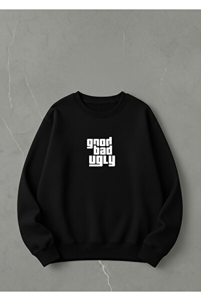 LORVEX Swea tricou Imprimat 100% bumbac supradimensionat GOOD BAD UGLY Imprim...