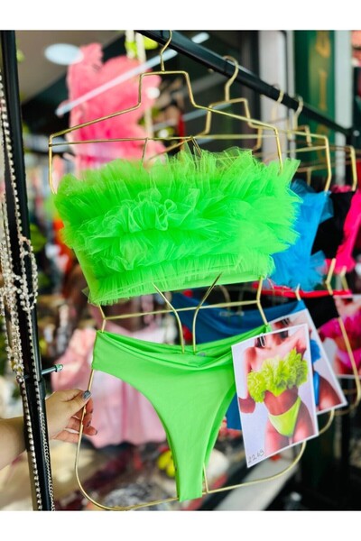 Vavelsa Tüylü Straplez Bikini Takımı