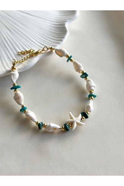 Rakoz Design Turkuaz Sedef Deniz Kabuğu Deniz Yıldızı Bileklik