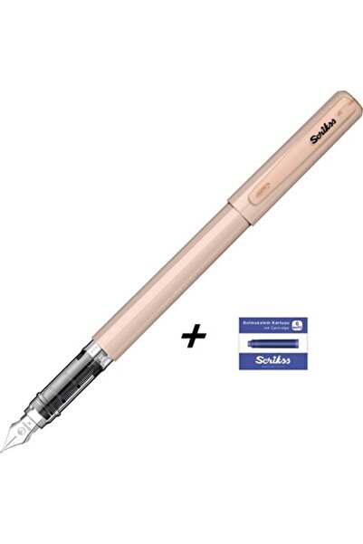 Scrikss Prımeo Dolma Kalem M Uç Latte & 6'lı Mavi Kartuş