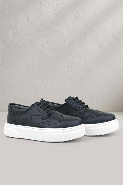 Rakerplus Siyah Beyaz Taban Oxford Çocuk Klasik Ayakkabı