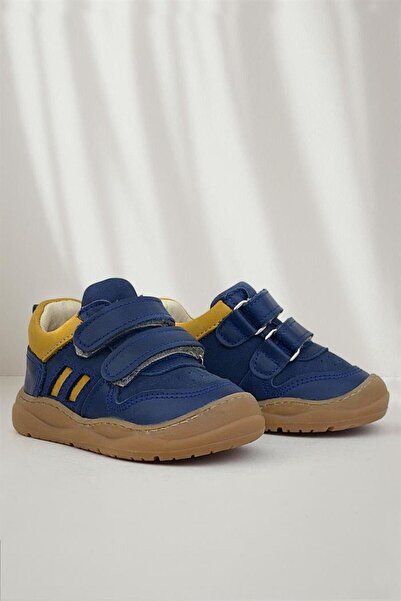 Rakerplus Schaggy Baby Sneakers - Genuine Leather, Navy Blue Yellow