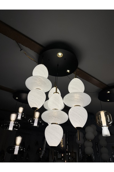 Cristalin Aydınlatma Brass Opal White 3x4 Led Sarkıt Avize