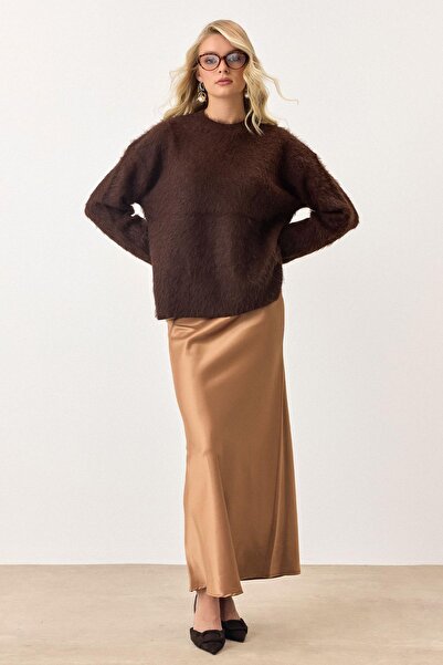 Olcay Oversize Furry Soft Sweater Brown 8270