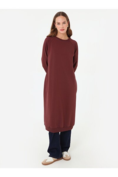 Benin Дългоръкавна блуза с велосипедна яка - червено-кафява -