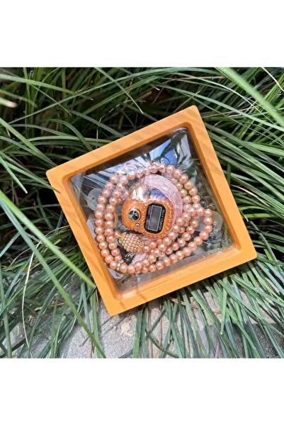 huitich Digital Elegance 99 Glass Bead Tasbeeh Gift Set with Digital Counter Orange