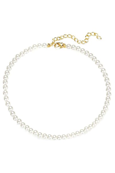 huitich Elegant Pearl Necklace with Alloy Clasp White 0.6Cm
