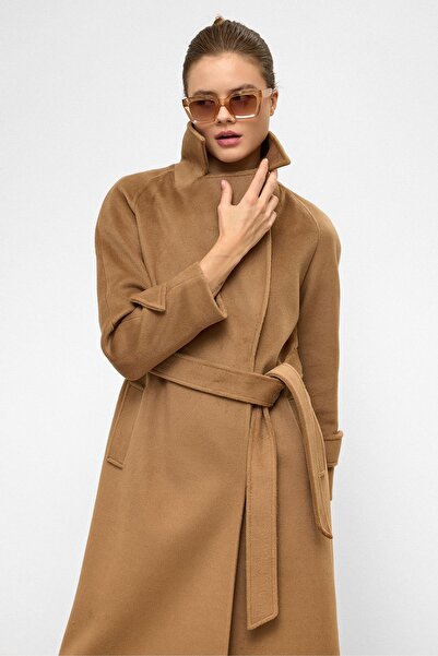 Olcay Reglan Sleeve Snap Closure Medium Length Coat K. Kamel 3145