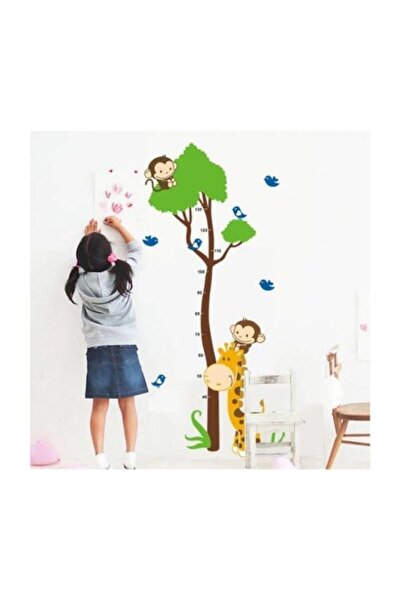KT Decor Razvojni visinomjer Slatka žirafa Majmuni Drvo Dječja soba Zidna nal...