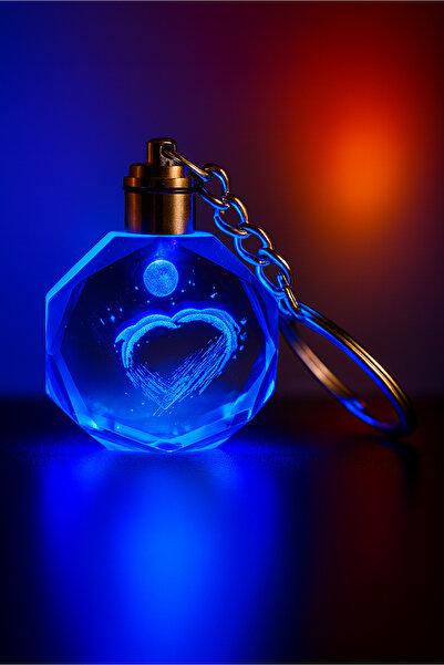 Deryal Hediyelik سلسلة مفاتيح كريستالية مضيئة متغيرة الألوان بتصميم دولفين