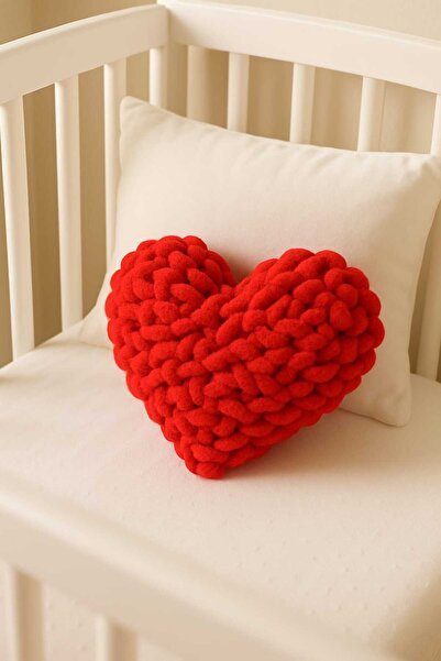 NURDAY Heart Pillow 45/45 – Hand Knitted, Romantic Decorative Throw Pillow Valentine's Day Gift (Large Size)
