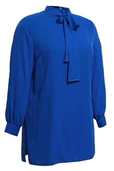Alvina Plus Size Tied Collar Tunic 20403