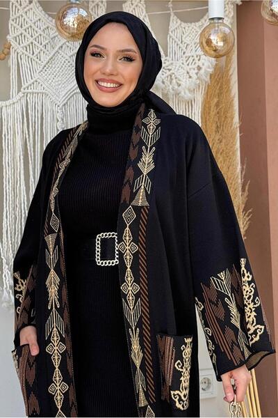 TRENDTESETTÜR ΓΥΝΑΙΚΕΙΑ ΜΑΥΡΗ ΚΕΝΤΗΜΕΝΗ ΛΕΠΤΟΜΕΡΗ ΠΛΕΚΤΗ ΖΑΚΕΤΑ T 30021