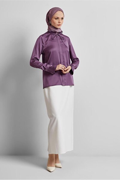 Alvina YAKASI BAĞCIKLI SATEN BLUZ 44762