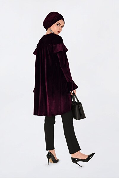 Alvina OMUZLARI VOLANLI KADİFE TUNİK 4789