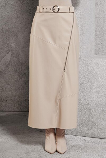 Alvina Belted Sunny Leather Skirt 60638