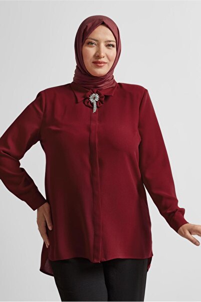 Alvina Plus Size Brooch Detailled Tunic 20752