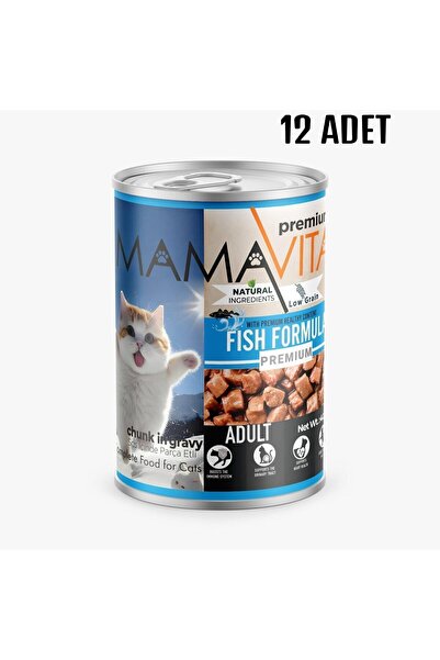 MamaVita Mamavitta 12 Adet Balıklı Etli Yetişkin Kedi Maması 400 gr