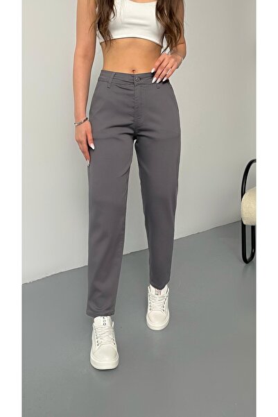 BİKELİFE Kadın Yüksek Bel Likralı/Esnek Mom Pantolon