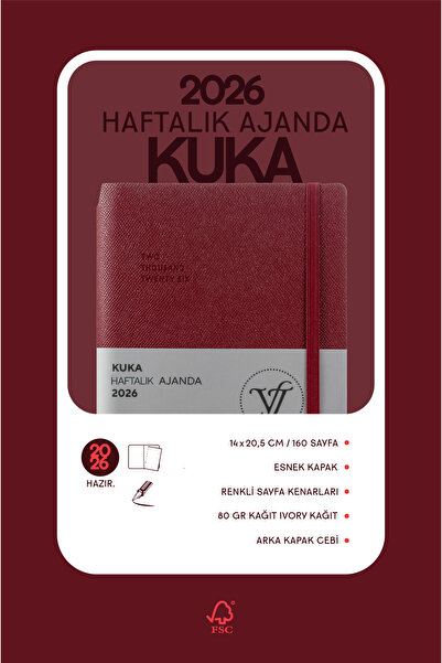 Victoria's Journals Kuka 2026 Weekly Agenda A5 (14X21Cm) Flexible Cover Ivory 80Gr.