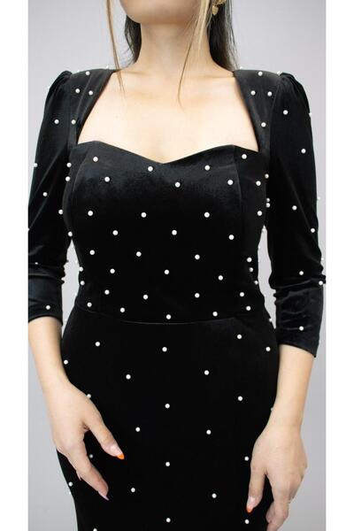 CAREZZA Astralis - İnci Taşlı Kadife Elbise