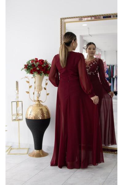 CAREZZA Marvella - Taş İşlemeli Tulum Abiye - Bordo