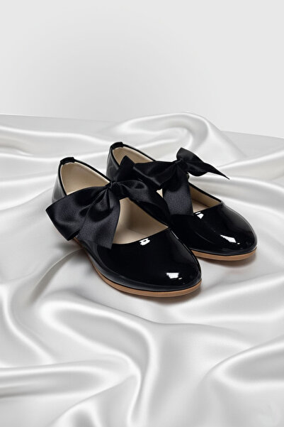 welissa Girl's Black Bow Ballerina Shoes