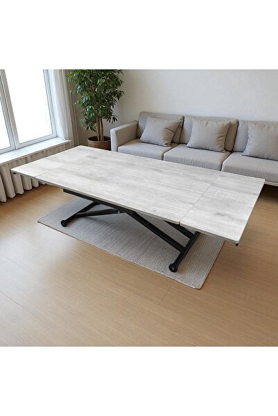 SEHPAM AKILLI Yan Baştan Açılır Akıllı Yemek Masası Oval Mdf Tabla Alt Mekanizma Siyah Renk