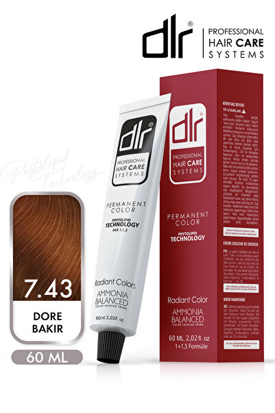 DLR Color Saç Boyası 60ml 7.43 Kumral Dore Bakır - Profesyonel Kuaför Kalites...