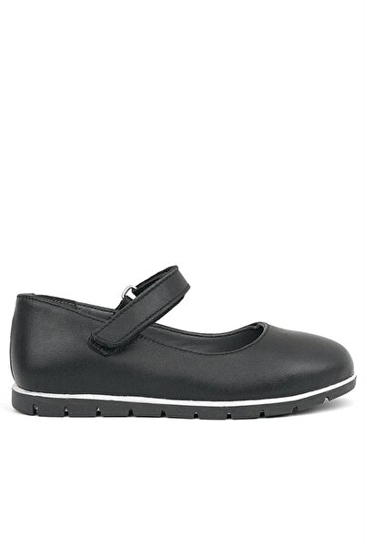 Rakerplus Black Genuine Leather Girls' Ballerinas