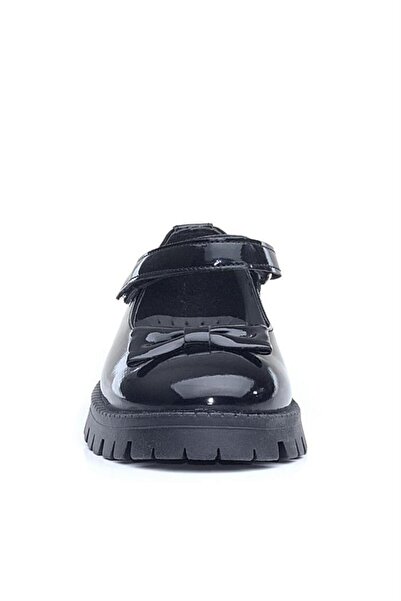 Rakerplus Black Patent Leather Thick Soled Velcro Girls' Ballerinas