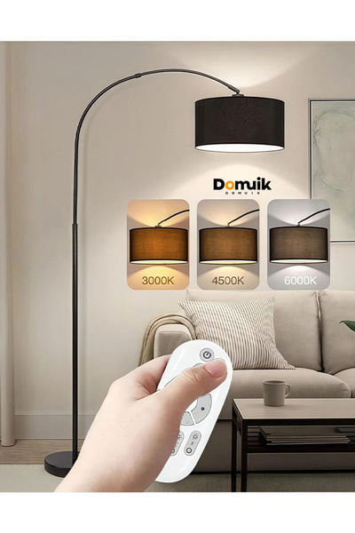 Domuik Floor Lamp for Living Room with Remote Control, Modern Arc-shaped Standing Lamp
